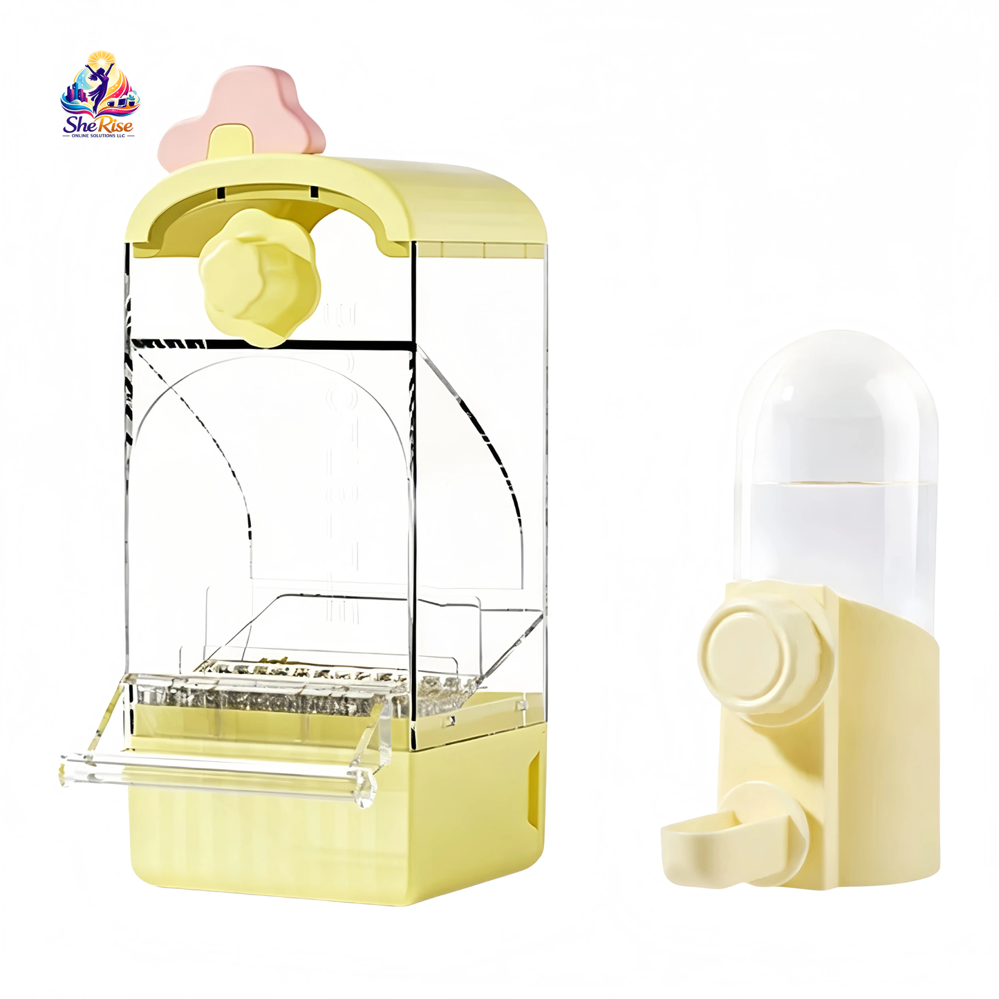 BUCATSTATE Large-Capacity Automatic Bird Feeder - Spill-Free Transparent Design with Auto Dispense and Husk Filter for Budgies