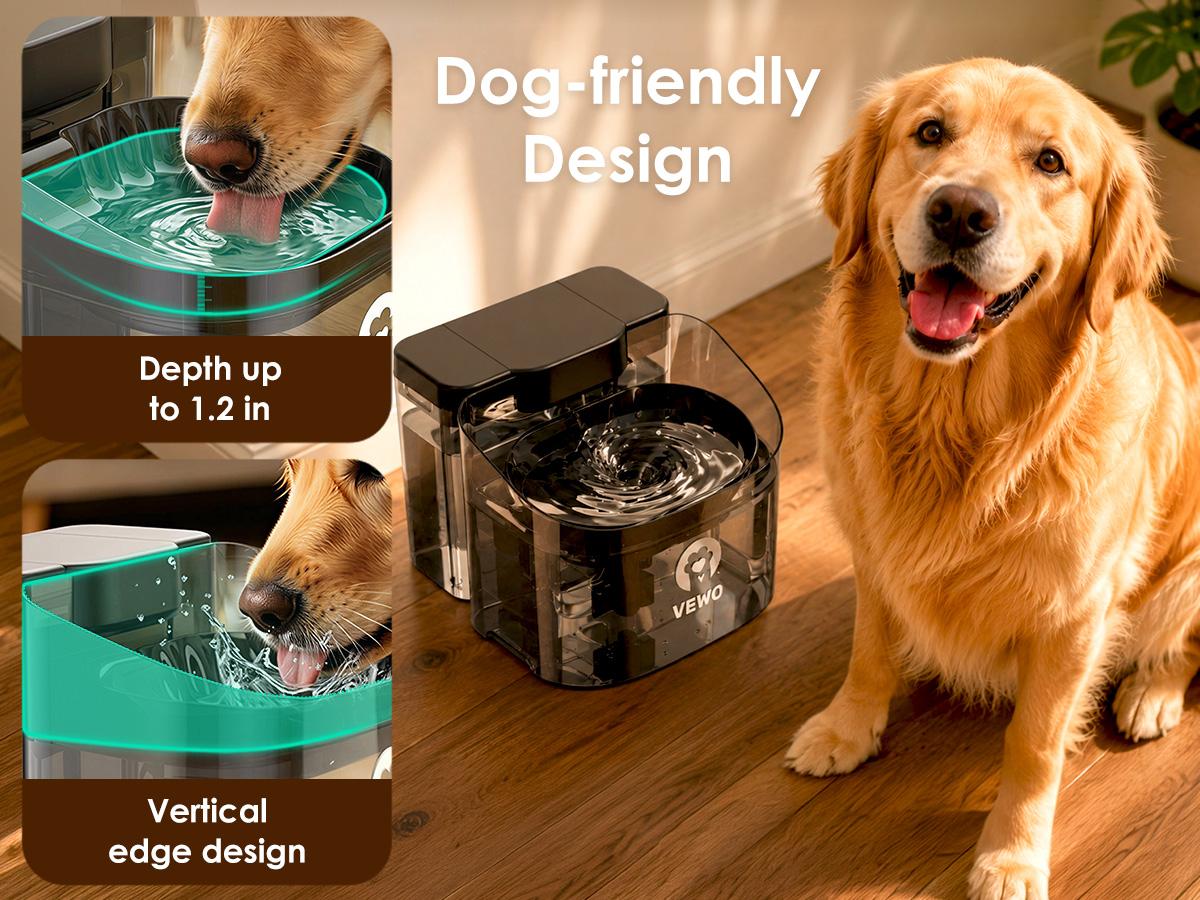 VEWO 11L Large Dog Water Fountain - No Spill Dispenser for Big Breeds, BPA Free, Ultra Quiet, Lasts 7 Days - Perfect for Multi-Pet Homes