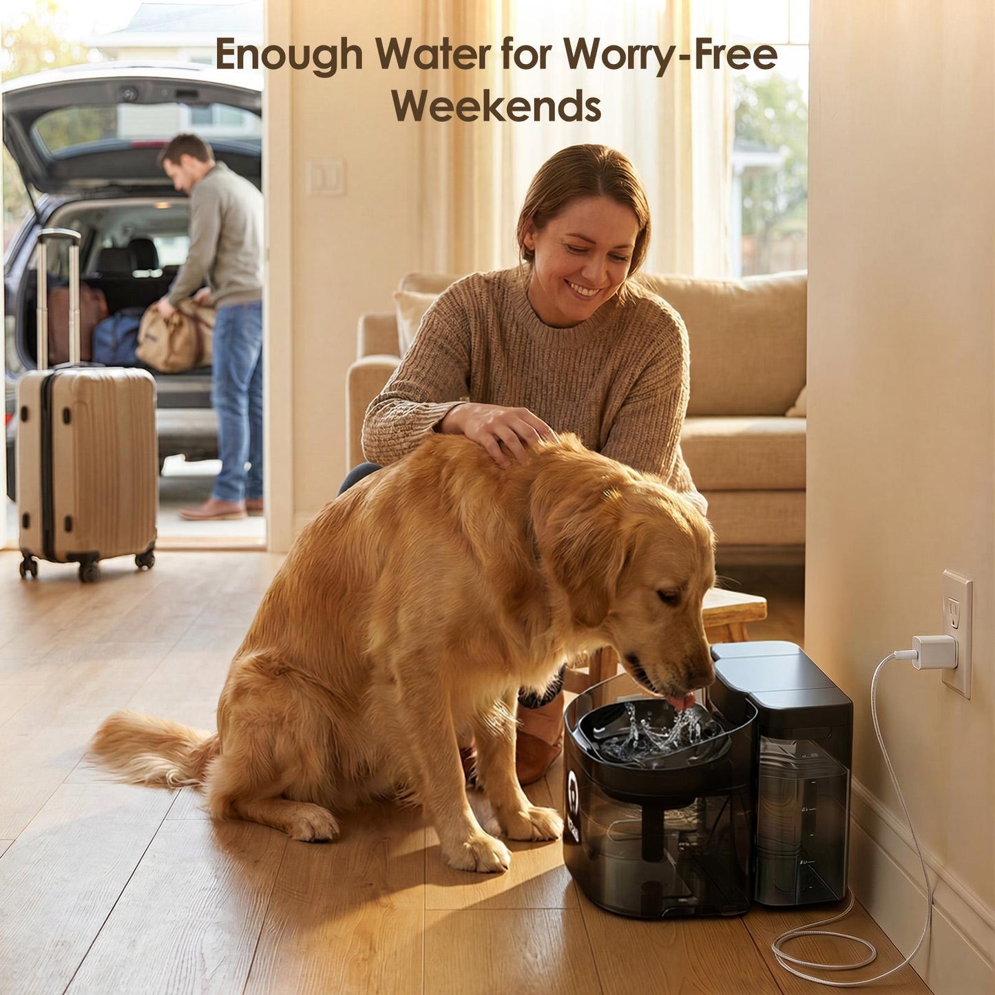 VEWO 11L Large Dog Water Fountain - No Spill Dispenser for Big Breeds, BPA Free, Ultra Quiet, Lasts 7 Days - Perfect for Multi-Pet Homes