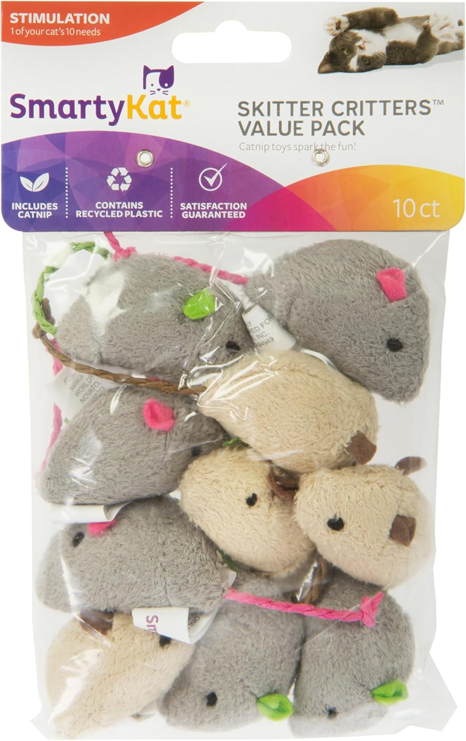 Ultimate Skitter Critters Catnip Toys - Fun 3 Pack in Chic Gray/Cream for Happy Cats