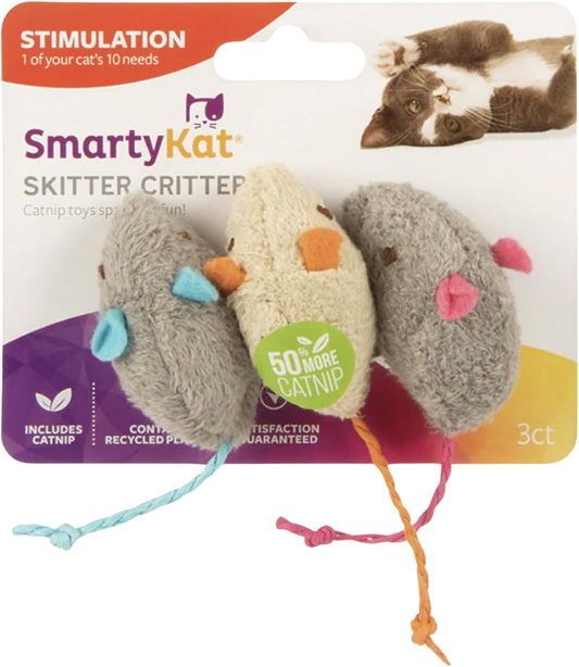 Ultimate Skitter Critters Catnip Toys - Fun 3 Pack in Chic Gray/Cream for Happy Cats