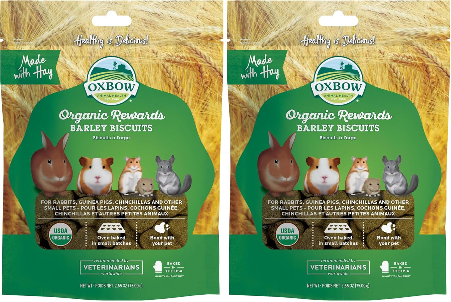 Organic Barley Biscuits 🌾🐹 Apple & Carrot Treats for Rabbits, Guinea Pigs & Hamsters