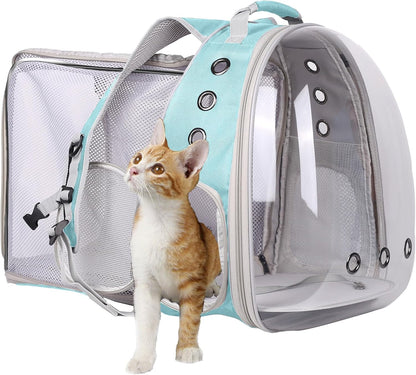 🐱🚀 Back‑Expandable Cat Backpack Carrier — Space Capsule Bubble Window (Up to 12 lbs)