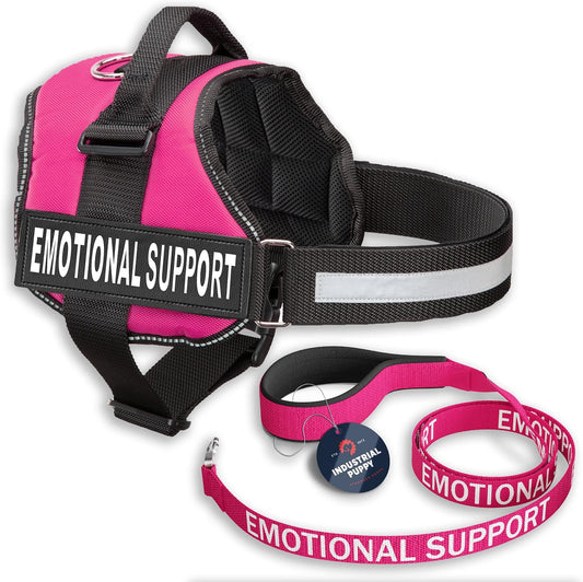Comfort & Safety for Your Pup: Adjustable Emotional Support Dog Vest Harness - Pink, Large (27-33") with Reflective Straps, Removable Patches, and Convenient Handle