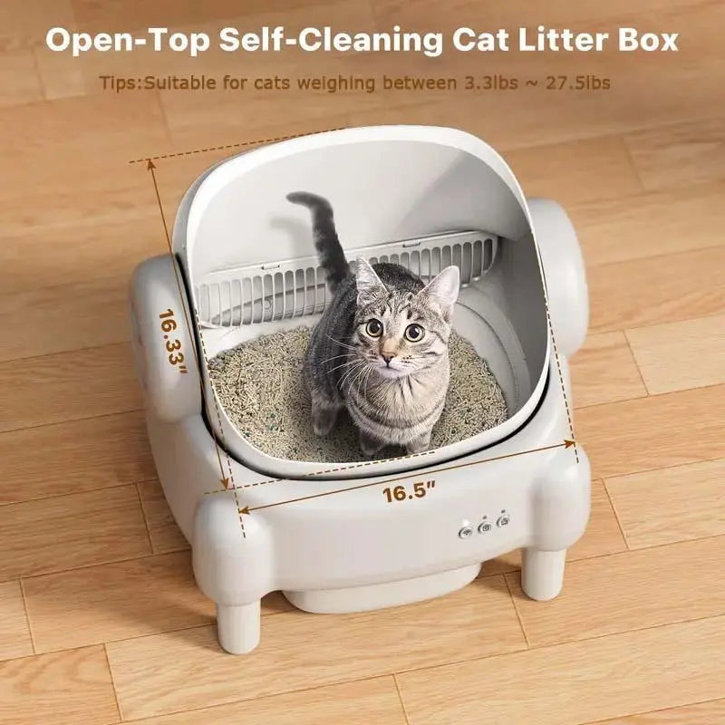 Smart Automatic Self-Cleaning Litter Box for Multiple Cats - Large Capacity with App Control & Odor Control - Includes 2 Roll Liners