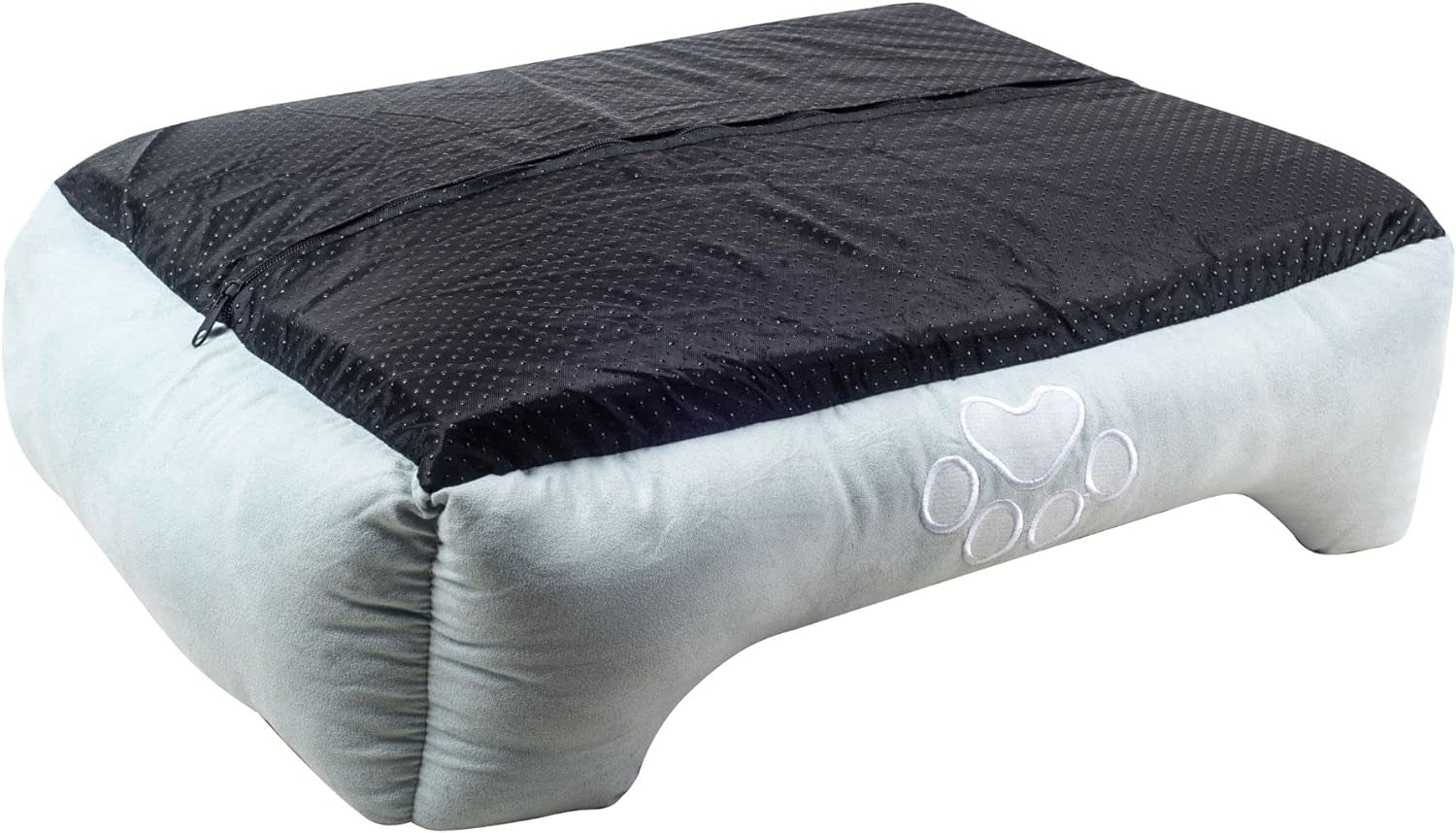 Orthopedic Dog Bed 🐶💤 Reversible Bolster Sofa w/ Washable Cover – Blue Suede/Mink