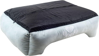 Orthopedic Dog Bed 🐶💤 Reversible Bolster Sofa w/ Washable Cover – Blue Suede/Mink