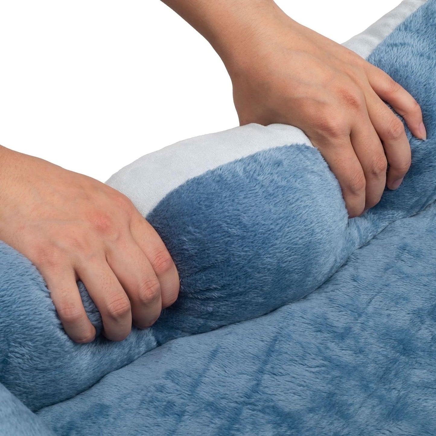Orthopedic Dog Bed 🐶💤 Reversible Bolster Sofa w/ Washable Cover – Blue Suede/Mink