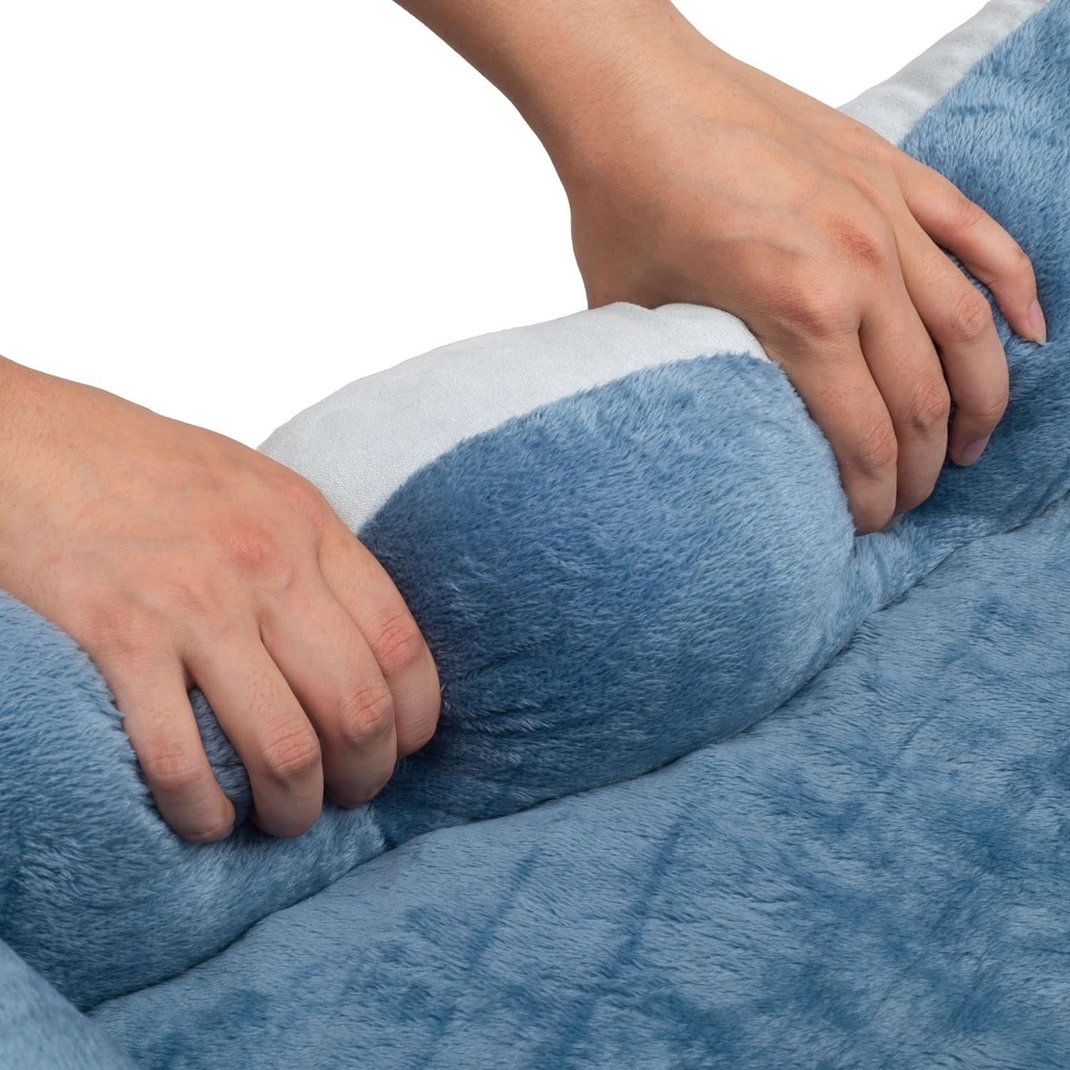Orthopedic Dog Bed 🐶💤 Reversible Bolster Sofa w/ Washable Cover – Blue Suede/Mink