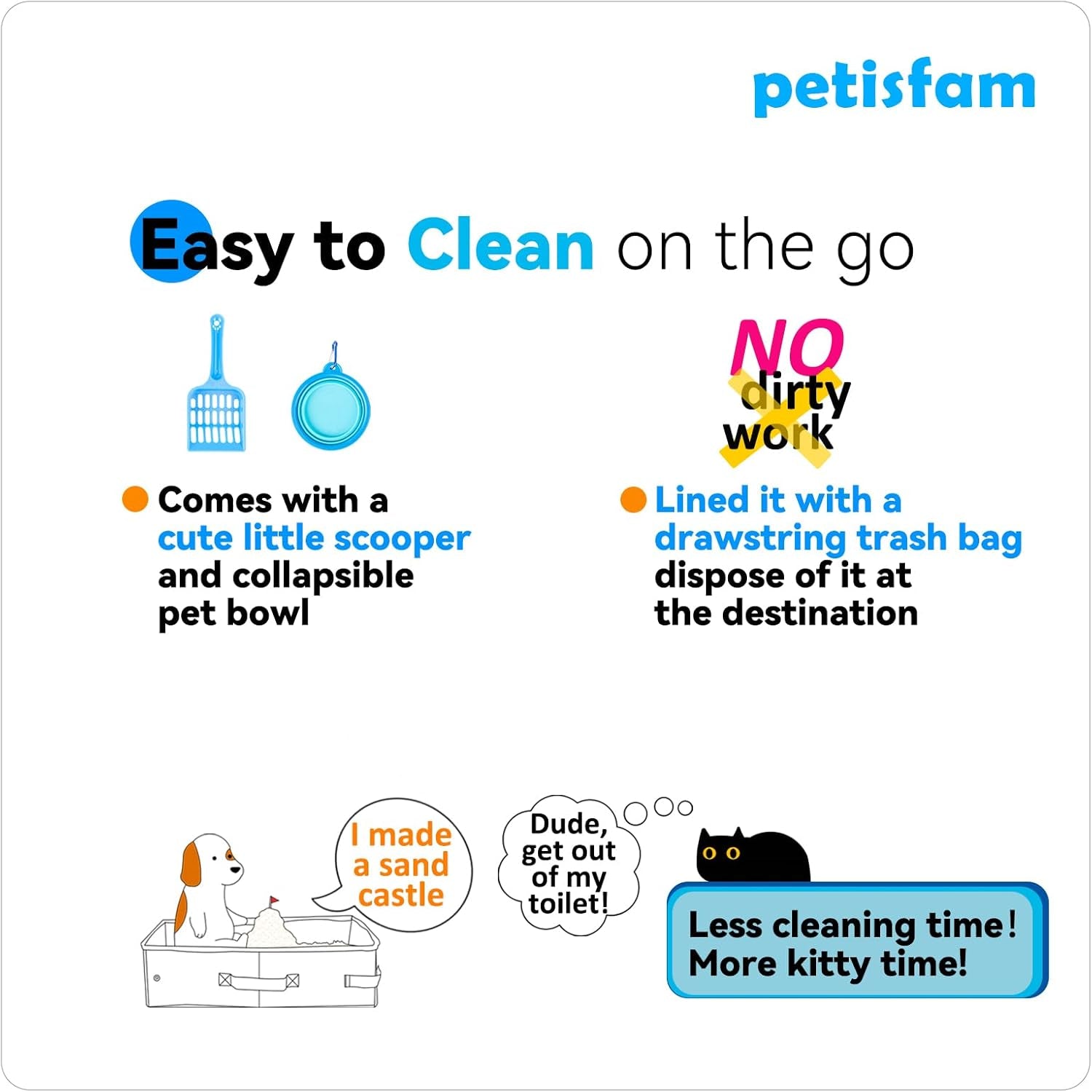 Portable Cat Travel Litter Box – lightweight, zipped design for easy carrying and mess-free travel in car, hotel, or airplane!