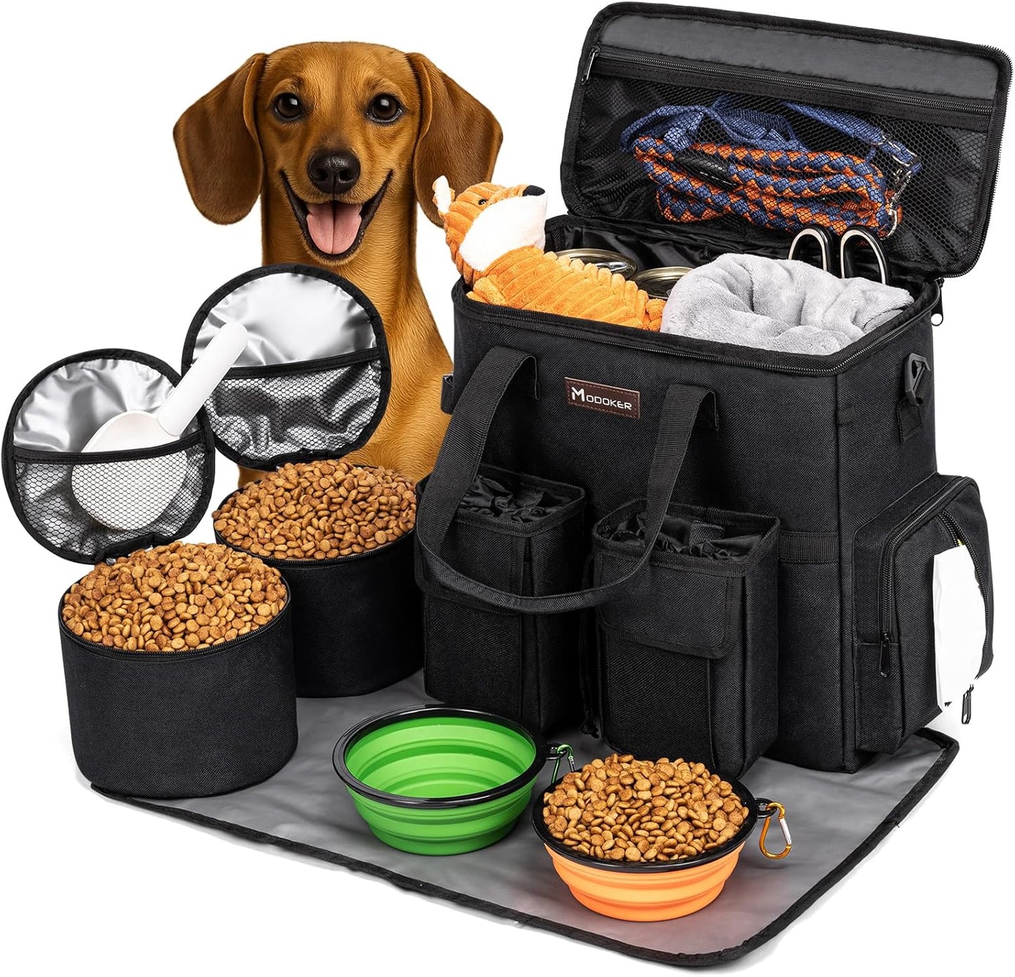 Modoker Dog Travel Bag ✈️🐾 Airline‑Approved Weekend Organizer w/ Bowls & Food Bags