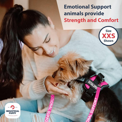 Comfort & Safety for Your Pup: Adjustable Emotional Support Dog Vest Harness - Pink, Large (27-33") with Reflective Straps, Removable Patches, and Convenient Handle