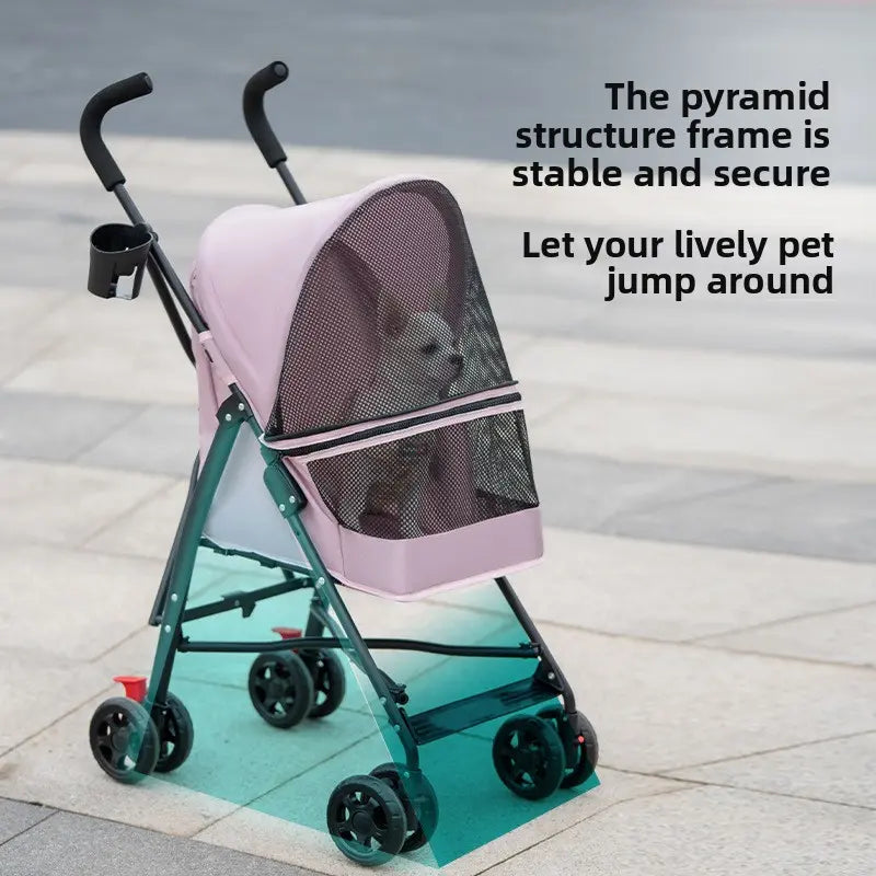 Zoravellion Premium Lightweight Foldable Pet Stroller for Small Dogs & Cats - Durable & Comfortable Travel Carrier with Breathable Mesh & Cup Holder