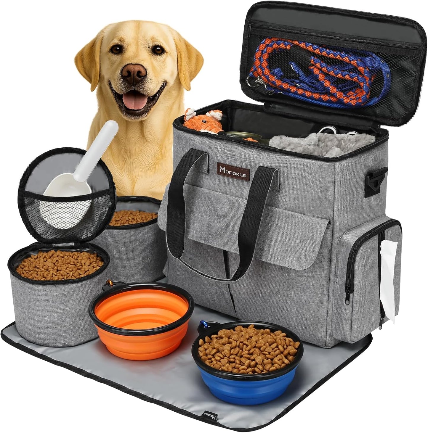 Modoker Dog Travel Bag ✈️🐾 Airline‑Approved Weekend Organizer w/ Bowls & Food Bags