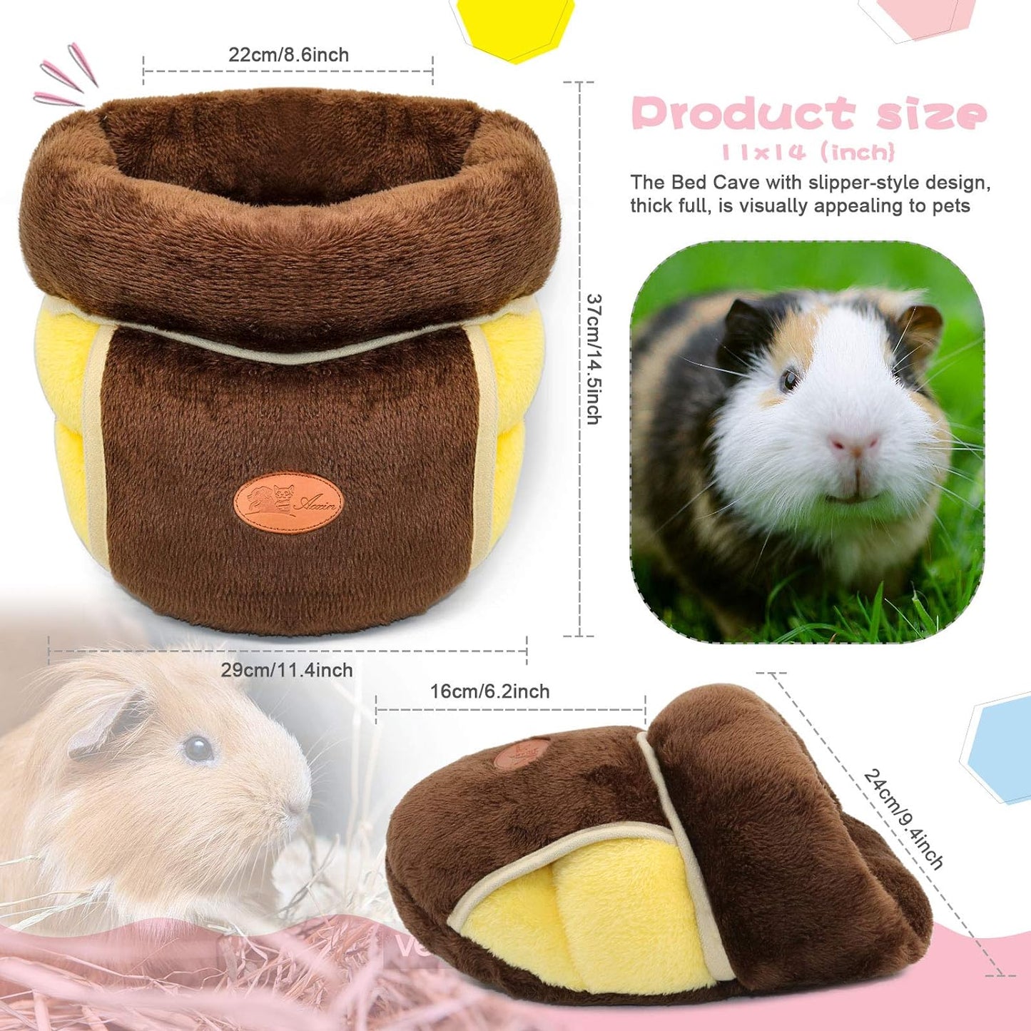 Plush Cuddle Cave Bed 🐹💙 Soft Washable Hideout for Guinea Pigs, Rats & Small Pets