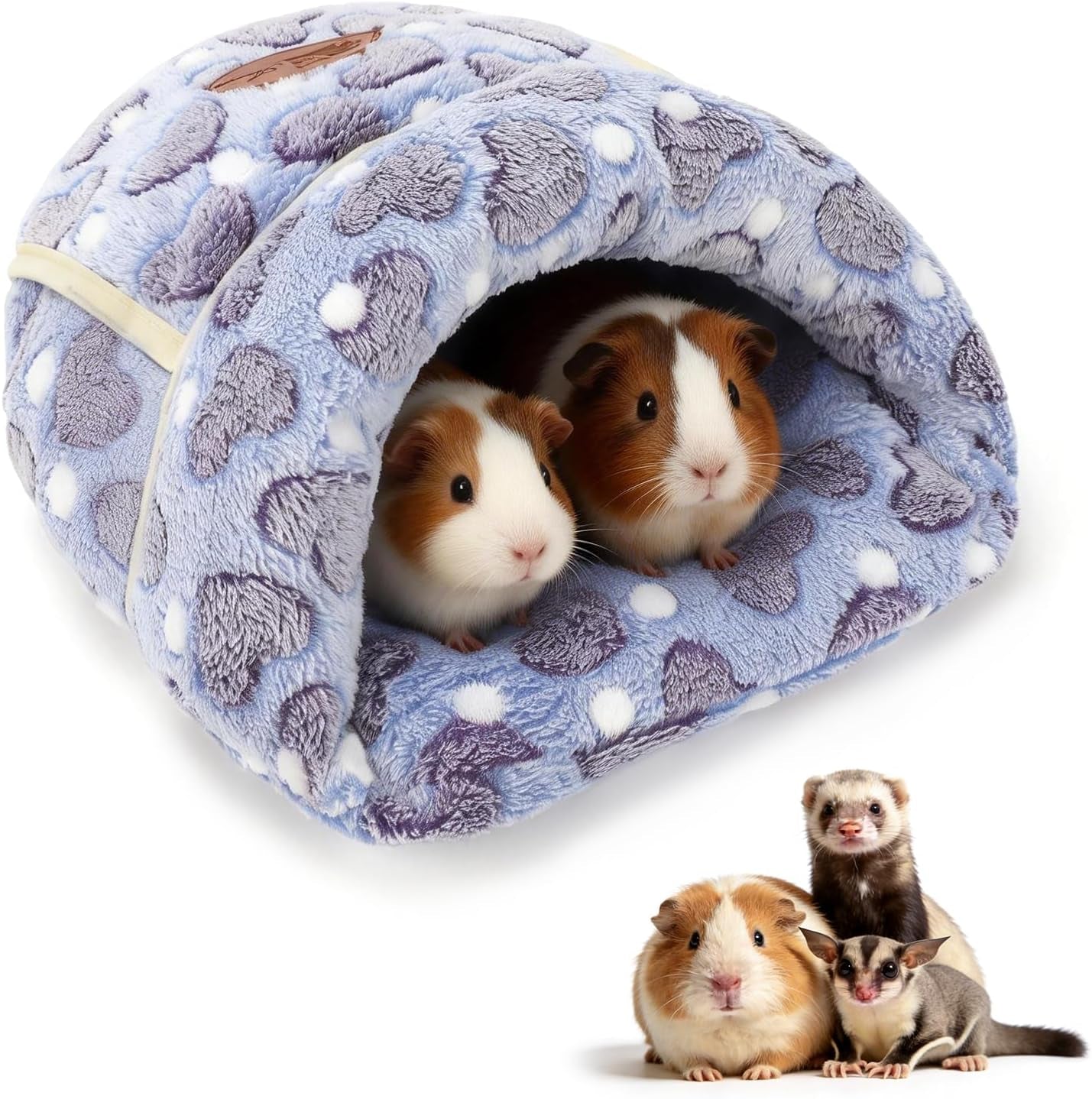Plush Cuddle Cave Bed 🐹💙 Soft Washable Hideout for Guinea Pigs, Rats & Small Pets