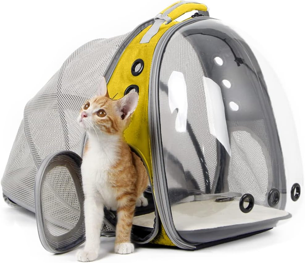 🐱🚀 Back‑Expandable Cat Backpack Carrier — Space Capsule Bubble Window (Up to 12 lbs)
