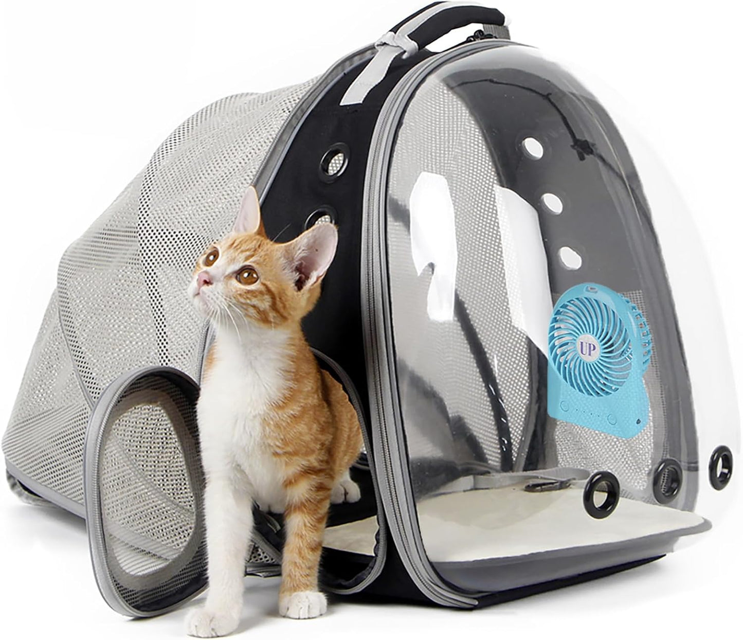 🐱🚀 Back‑Expandable Cat Backpack Carrier — Space Capsule Bubble Window (Up to 12 lbs)