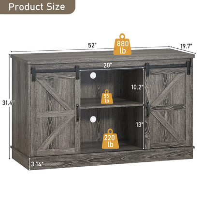 Stylish Farmhouse Aquarium Stand with Power Outlet - Heavy Duty 20 to 120 Gallon Fish Tank & Reptile Tank Cabinet with Sliding Barn Door in White, Grey, or Black