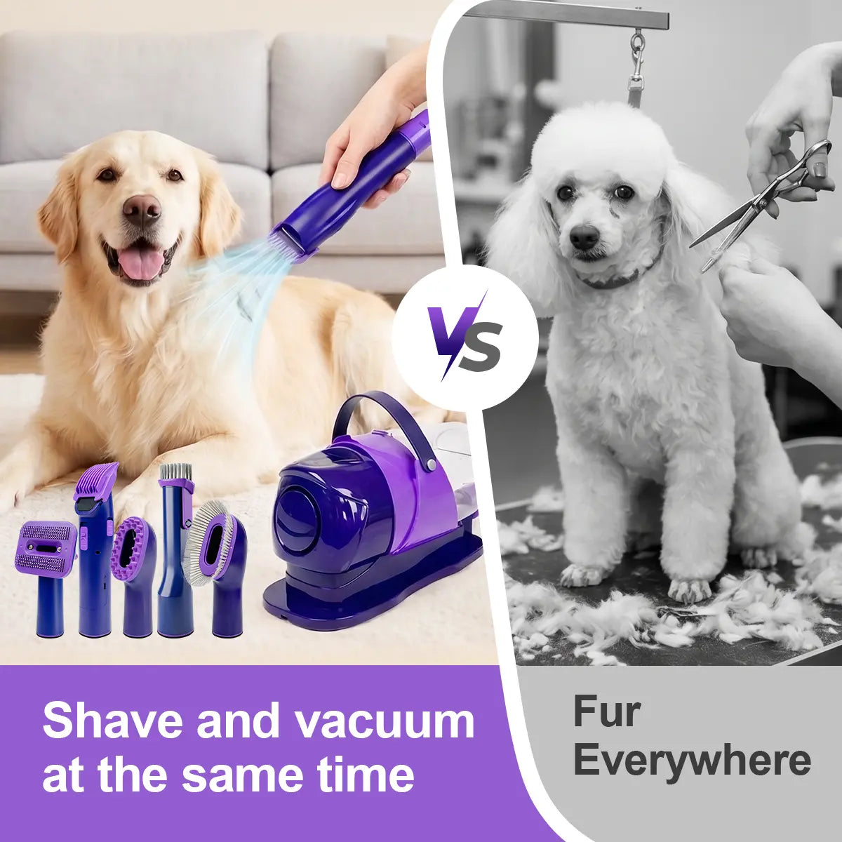Anlecity Professional Dog Grooming Vacuum Kit - 6-in-1 with Cordless Clippers & 5 Tools, 3 Suction Modes, 3L Cup for Effortless Pet Hair Removal