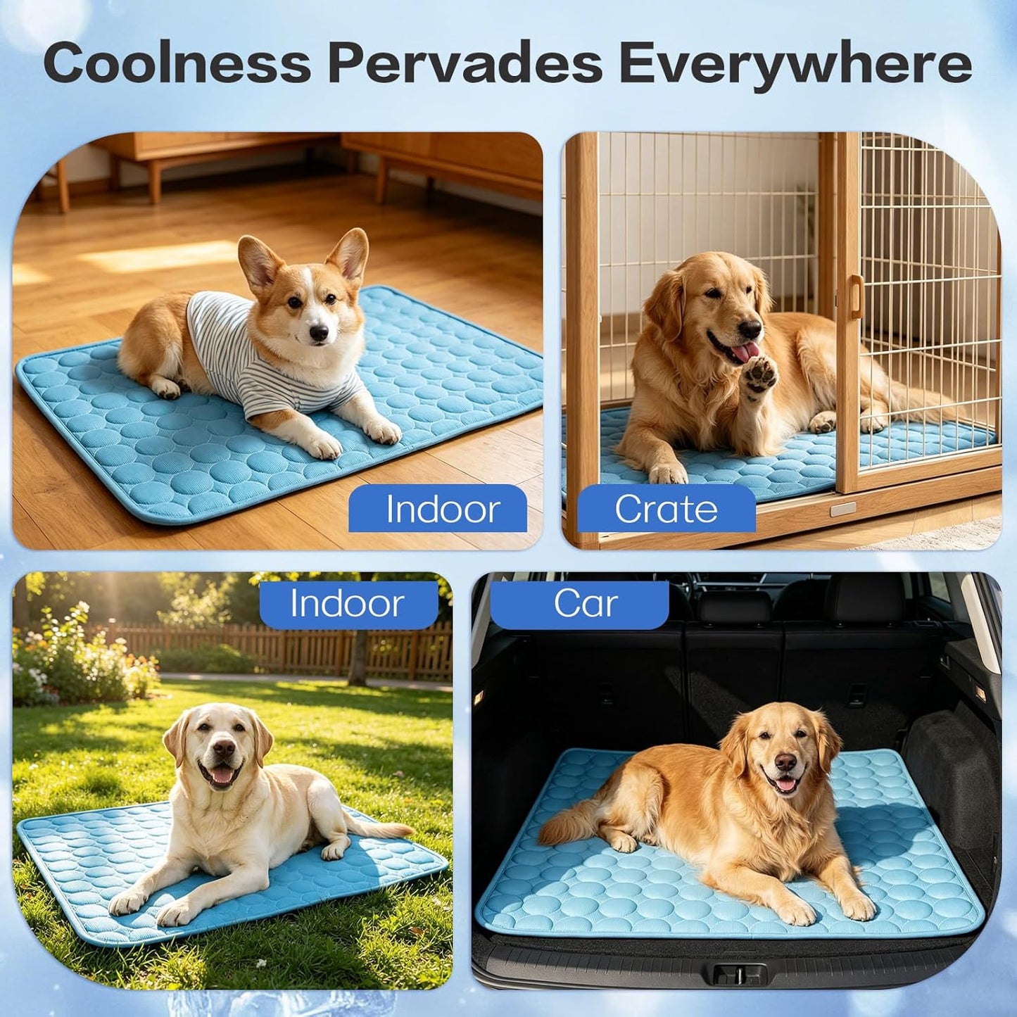 Ultimate Pet Cooling Mat - Washable Non-Slip Chill Pad for Dogs & Cats, Ideal for All Sizes, Indoor & Outdoor Use