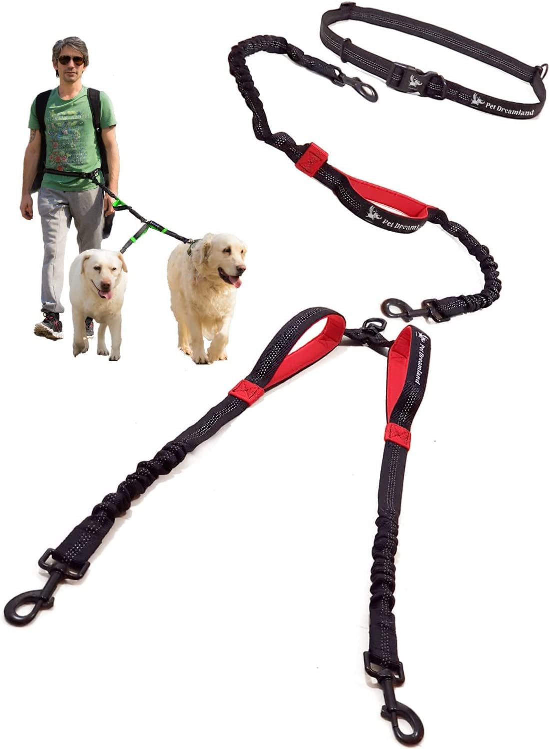 🐕🐕💙 Tangle‑Free Dual Dog Leash Coupler — Heavy‑Duty, Swivel Design for Two Large Dogs
