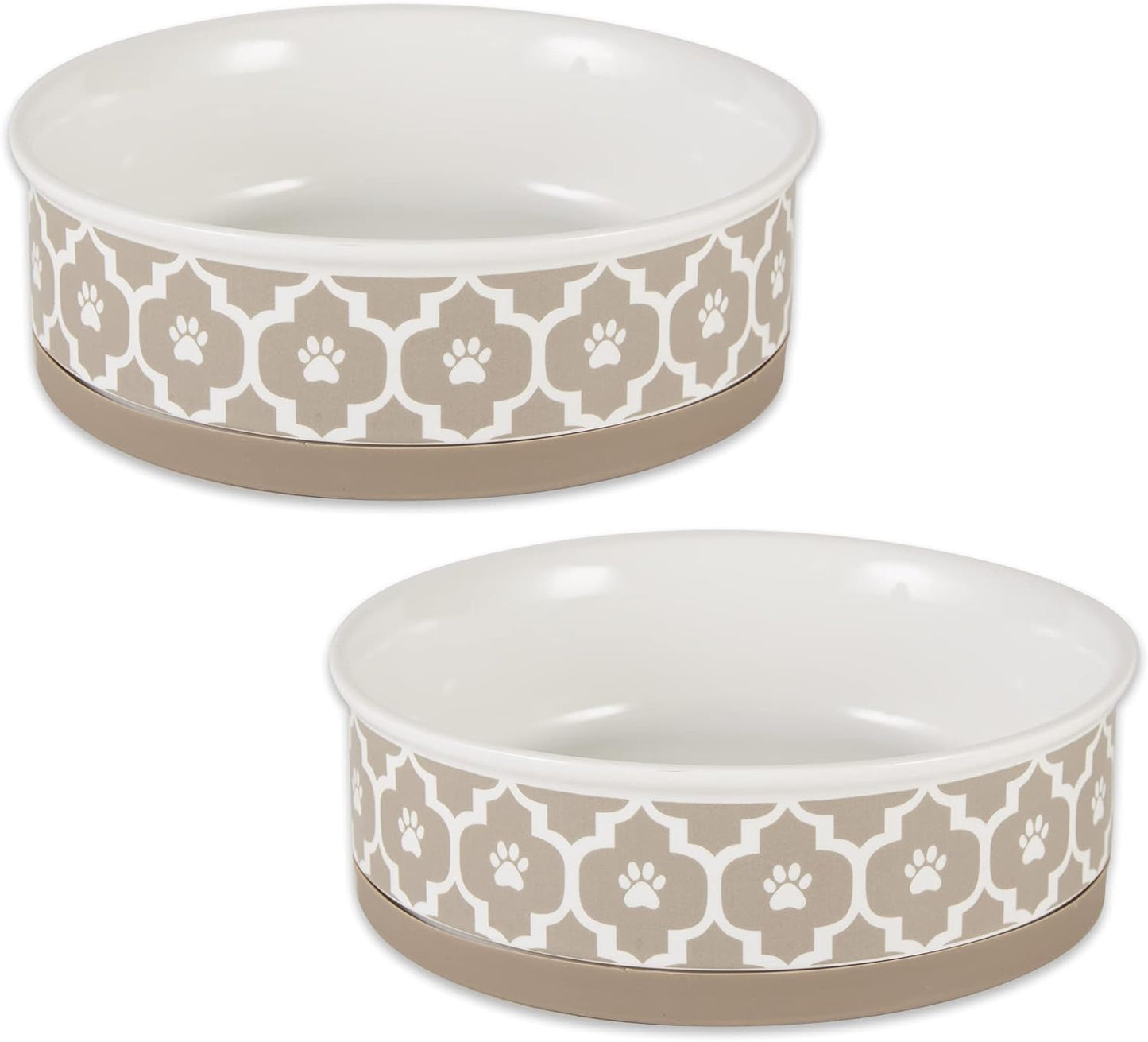 Ceramic Non‑Skid Pet Bowls 🍽️🐾 Set of 2 Lattice Design for Cats & Dogs – 4.25"
