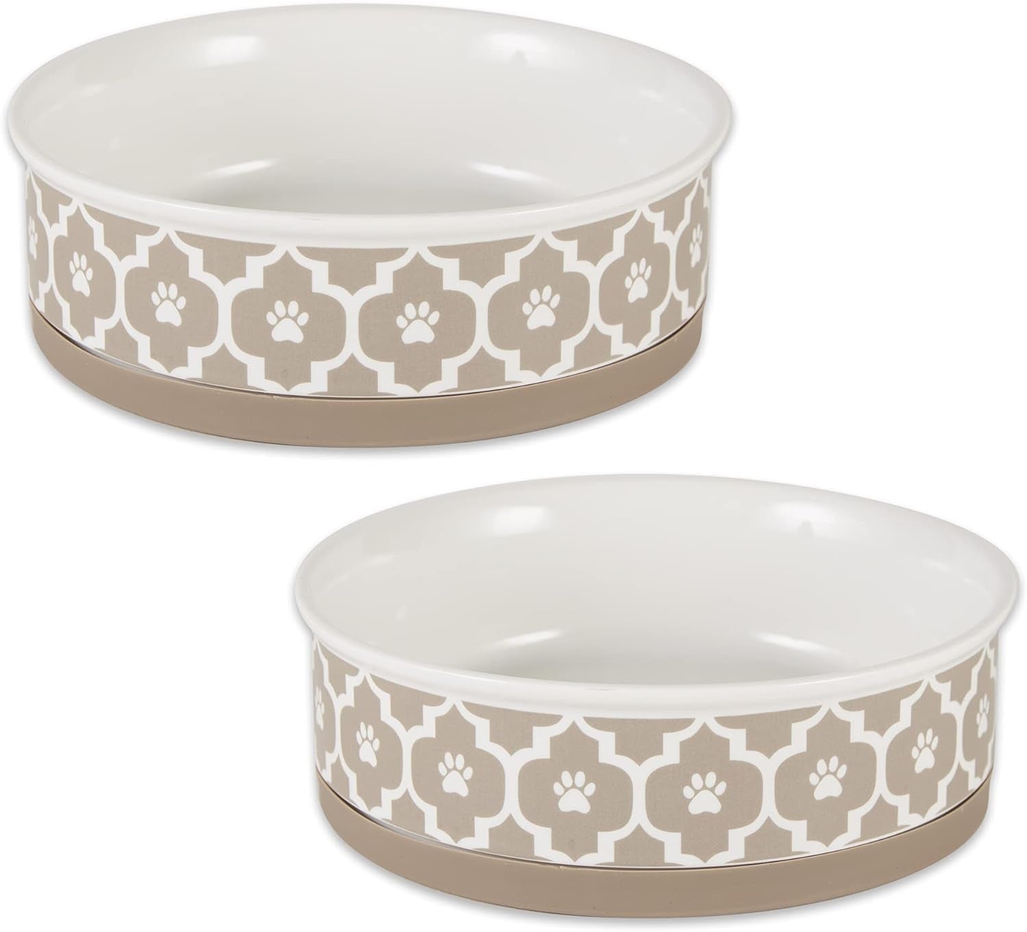 Ceramic Non‑Skid Pet Bowls 🍽️🐾 Set of 2 Lattice Design for Cats & Dogs – 4.25"