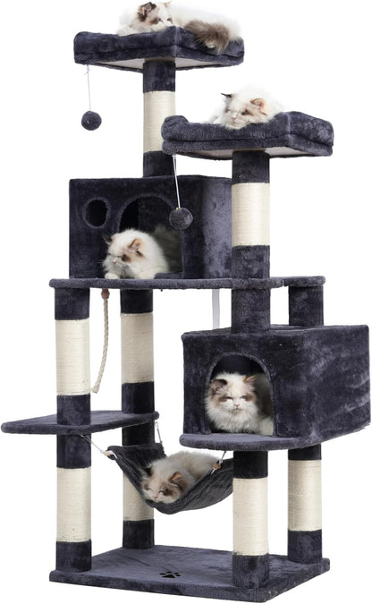 Scratch‑Resistant Cat Tree Condo 🐾✨ Multi‑Level Tower with Hammock for Large Cats
