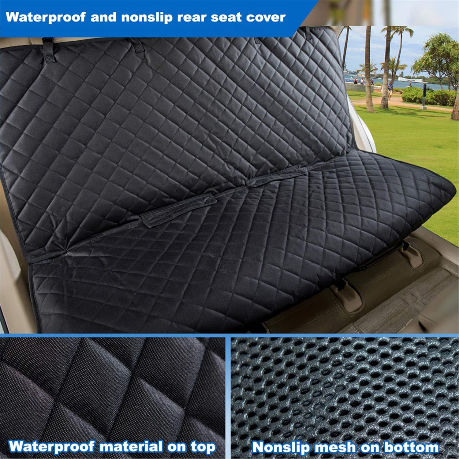Waterproof Dog Car Seat Cover 🚗🐾 Nonslip Back Seat Protector w/ Side Flaps – Universal