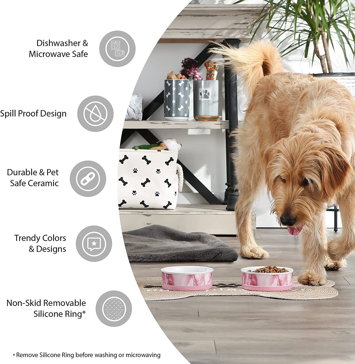 Ceramic Non‑Skid Pet Bowls 🍽️🐾 Set of 2 Lattice Design for Cats & Dogs – 4.25"