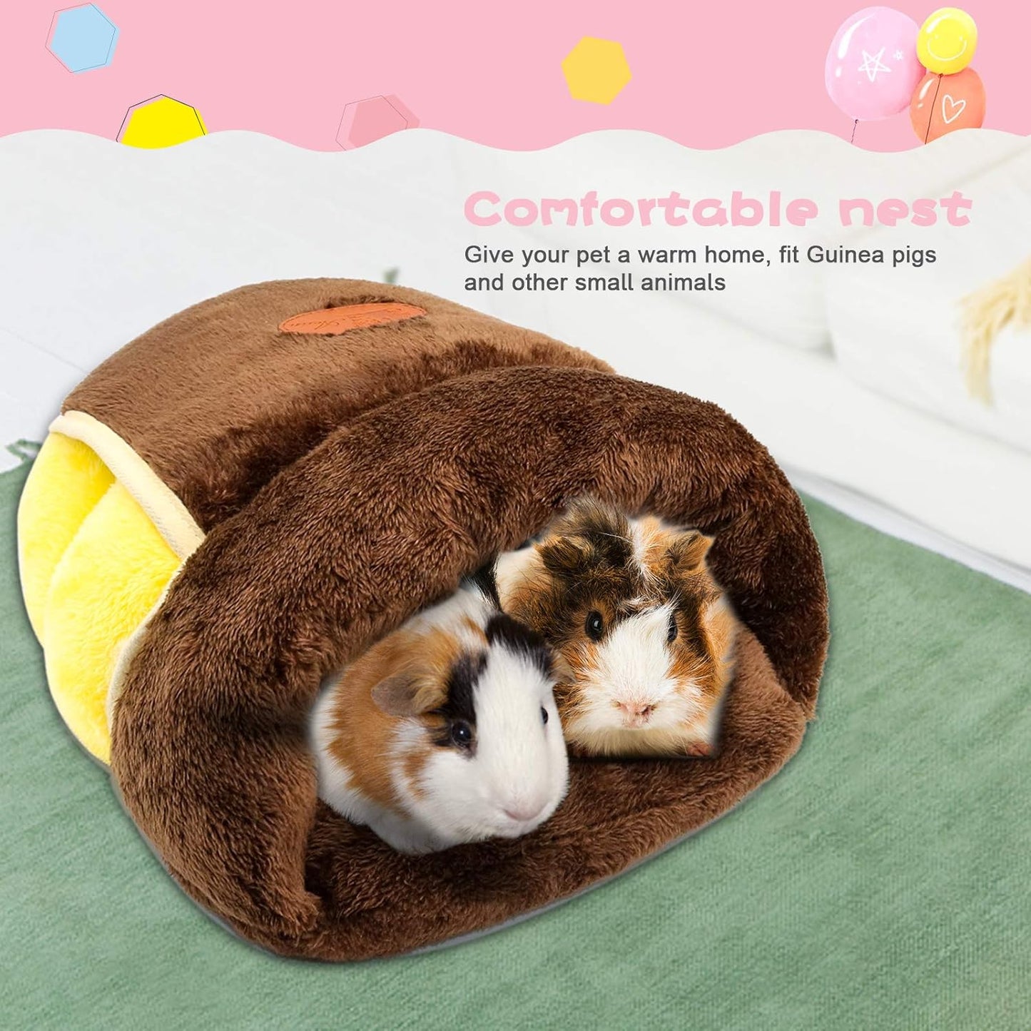 Plush Cuddle Cave Bed 🐹💙 Soft Washable Hideout for Guinea Pigs, Rats & Small Pets