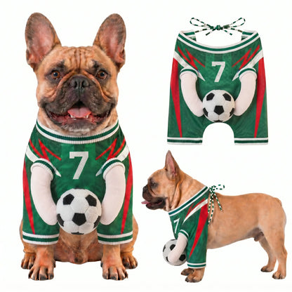 Adorable Summer Pet Outfit - Cute Dog Clothes with Stuffed Ball & Faux Hands for Small/Medium Pets