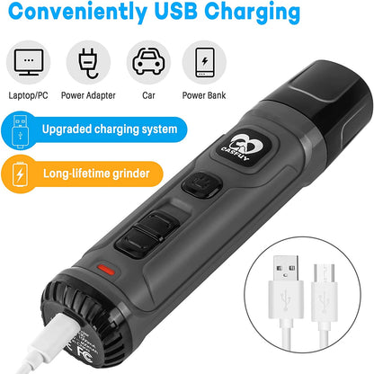 🐾✨ Dog Nail Grinder with 2 LED Lights — Quiet, Powerful, Painless Grooming for Dogs & Cats