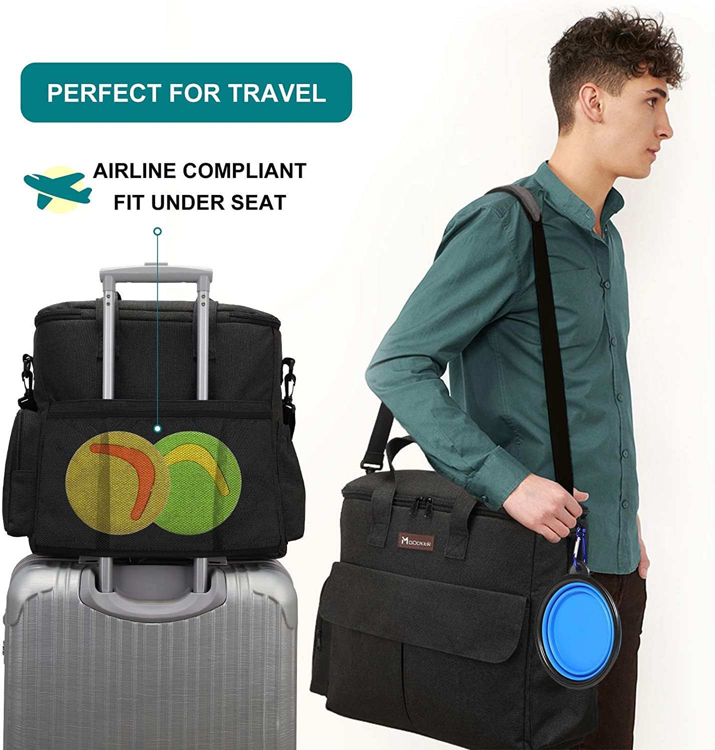 Modoker Dog Travel Bag ✈️🐾 Airline‑Approved Weekend Organizer w/ Bowls & Food Bags