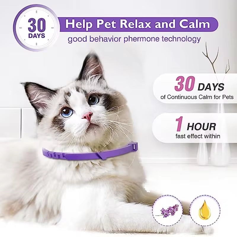 Adjustable Calming Collars – Pheromone Anxiety Relief for Dogs & Cats, 3/4 Pack  