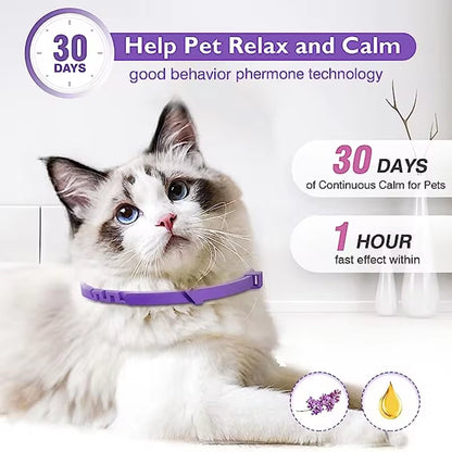 Adjustable Calming Collars – Pheromone Anxiety Relief for Dogs & Cats, 3/4 Pack  