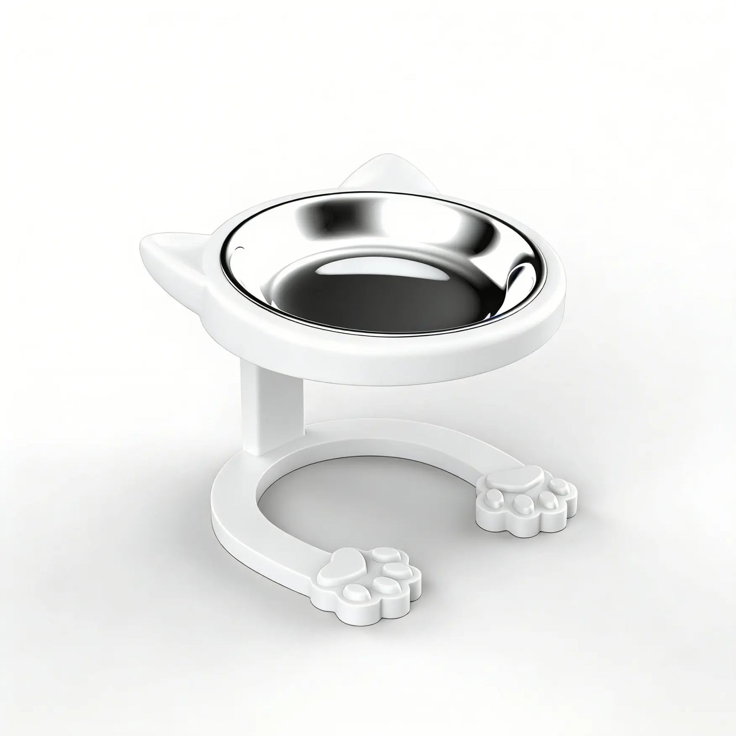 Elevated Stainless Steel Cat Bowl with Anti-Slip Stand - Whisker Friendly Feeder for Senior Cats and Small Puppies - Easy Clean & Portable Design