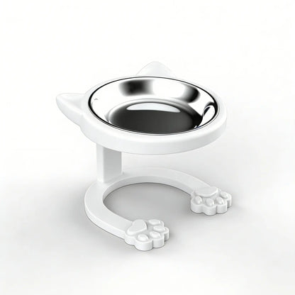 Elevated Stainless Steel Cat Bowl with Anti-Slip Stand - Whisker Friendly Feeder for Senior Cats and Small Puppies - Easy Clean & Portable Design