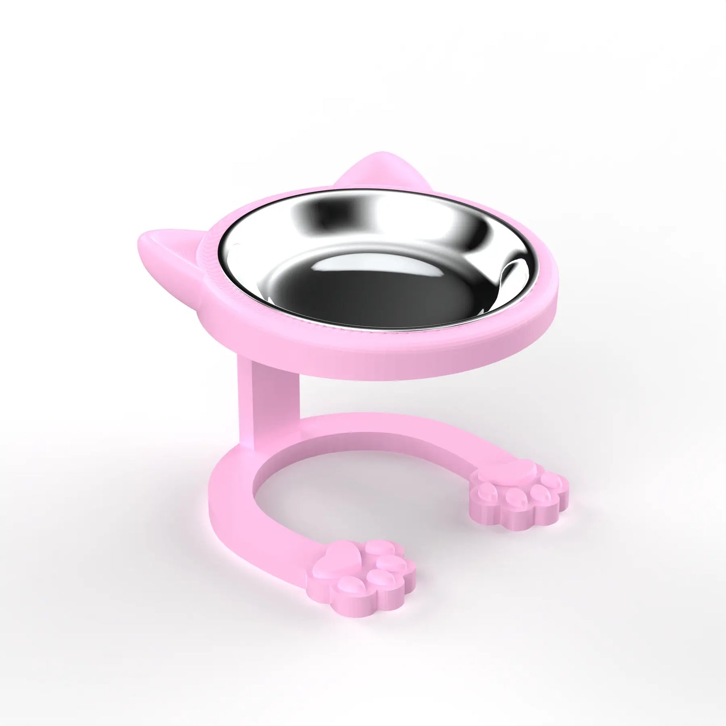 Elevated Stainless Steel Cat Bowl with Anti-Slip Stand - Whisker Friendly Feeder for Senior Cats and Small Puppies - Easy Clean & Portable Design