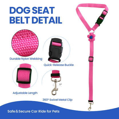 Adjustable 2-Pack Cute Dog Seat Belt Leash for Safe Car Travel