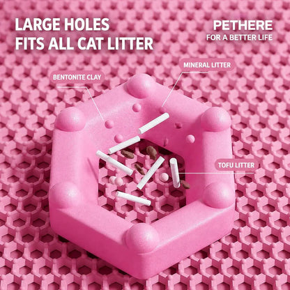 Large Pink Cat Litter Mat - Waterproof Double Layer Honeycomb Design for Effective Litter Trapping, Non-Slip, 35x24 Inches, Perfect for Cat Supplies