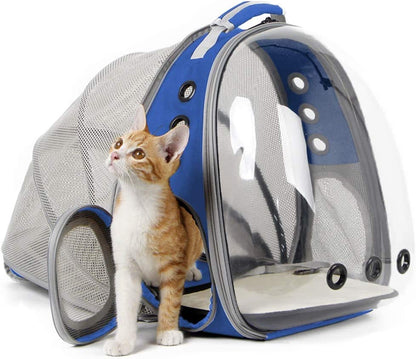 🐱🚀 Back‑Expandable Cat Backpack Carrier — Space Capsule Bubble Window (Up to 12 lbs)