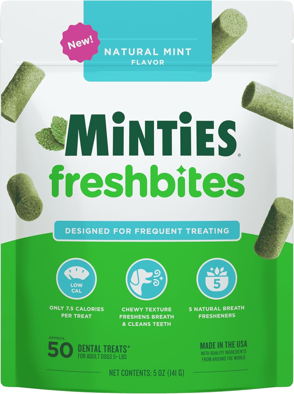 Minty Dental Chews for Dogs 🐶🌿 20ct Vet‑Recommended Treats Clean Teeth & Freshen Breath