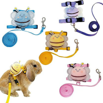 Adjustable 4-Pack Rabbit Harness and Traction Rope Set - Perfect for Walking Small Pets!