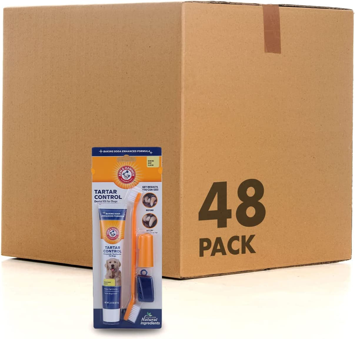 Tartar Control Dog Dental Care Kit - Banana Mint Toothpaste with Baking Soda, Double-Sided Toothbrush & Finger Brush - 3-Piece Set, 2.5 Oz