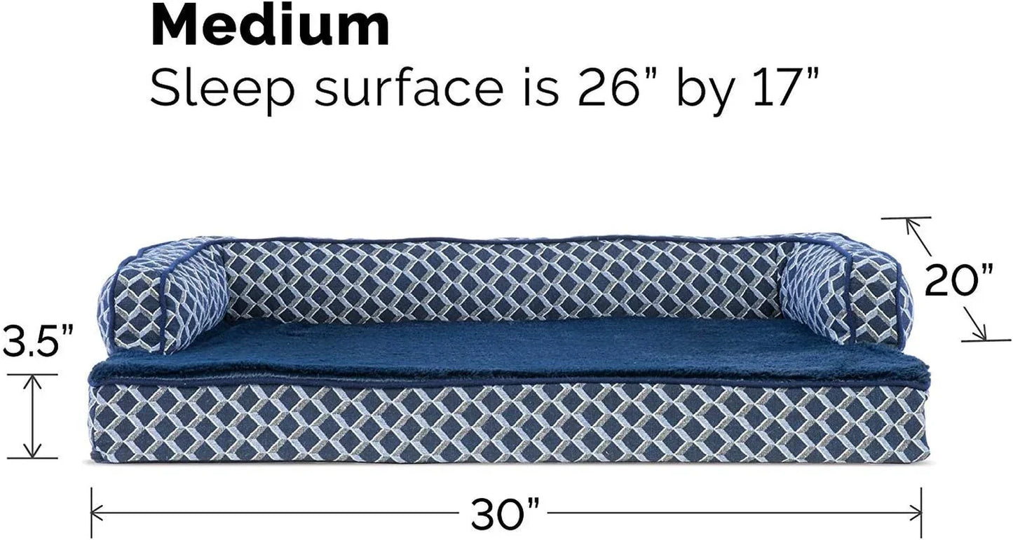 “Furhaven Cozy Couch Bed 🐶💤 Orthopedic Support for Sweet Snoozers”