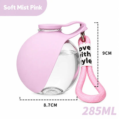 Portable Stainless Steel Pet Water Bottle with Poop Bag Holder - Leak-Proof 285Ml Travel Dispenser for Dogs & Cats