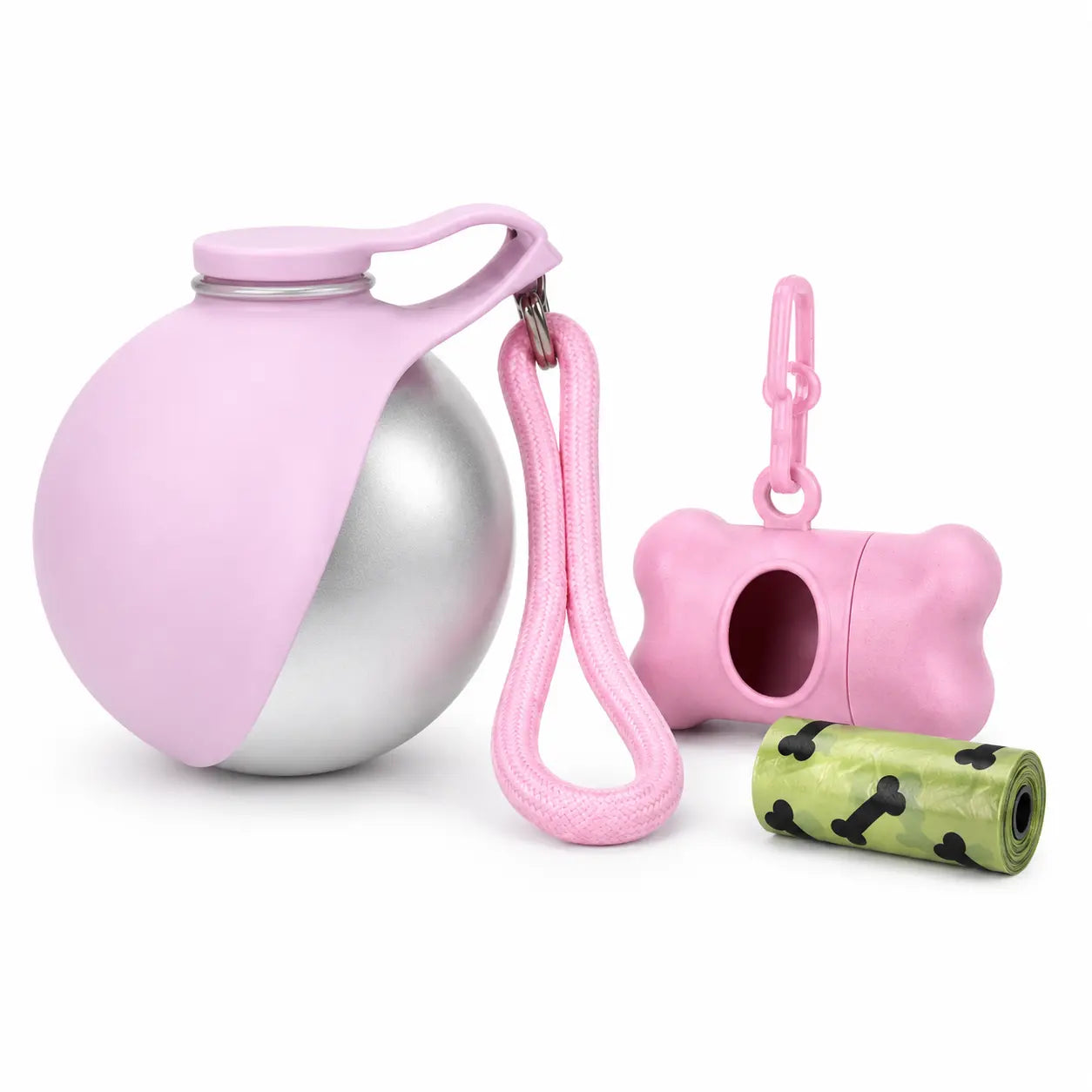 Portable Stainless Steel Pet Water Bottle with Poop Bag Holder - Leak-Proof 285Ml Travel Dispenser for Dogs & Cats
