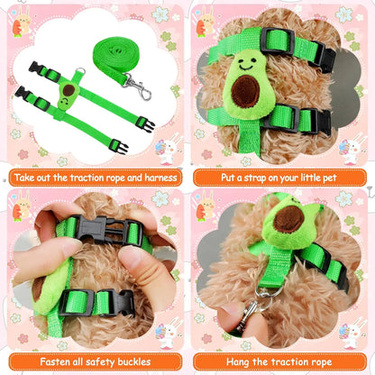 Adjustable 4-Pack Rabbit Harness and Traction Rope Set - Perfect for Walking Small Pets!